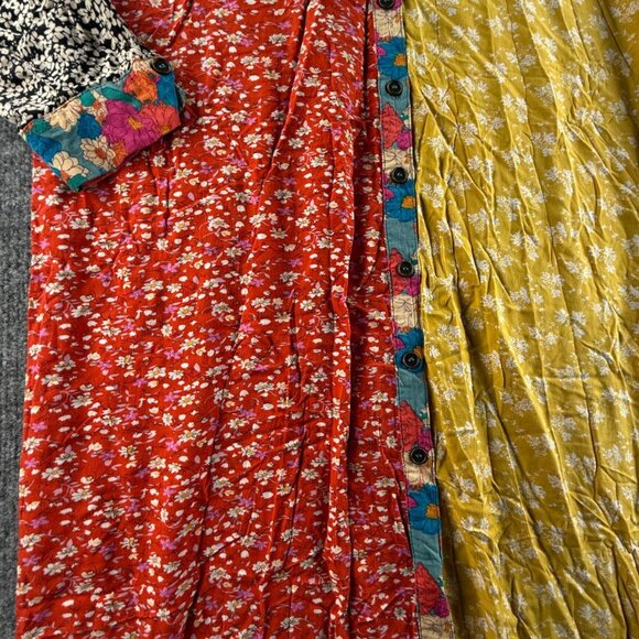 Natural Life Floral Button Up Dress Large Colorful Boho Long Sleeve Rayon Women - Picture 6 of 14